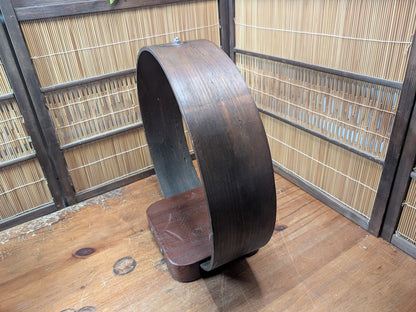 Japanese Ikebana Circle Vase Stand Sakura Wood Kanji Vintage Japan