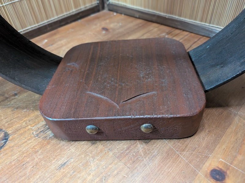 Japanese Ikebana Circle Vase Stand Sakura Wood Kanji Vintage Japan