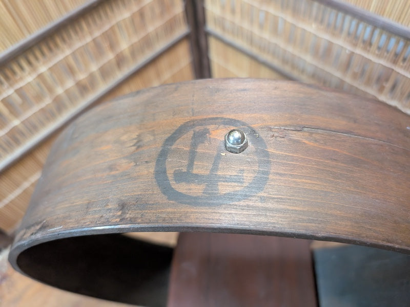 Japanese Ikebana Circle Vase Stand Sakura Wood Kanji Vintage Japan