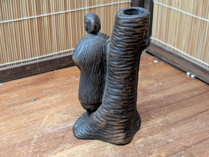 Rare Japanese Bizen Ware Samurai Vase Signed Ikebana Pottery Art Decor