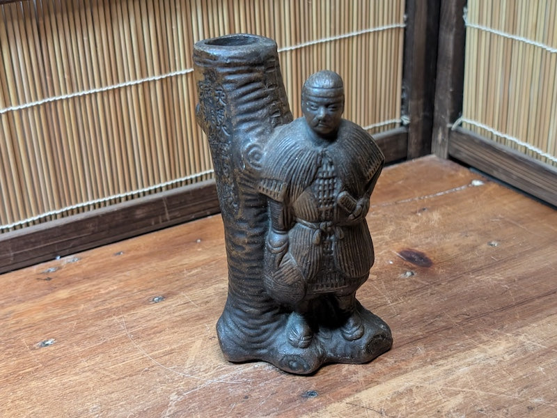 Rare Japanese Bizen Ware Samurai Vase Signed Ikebana Pottery Art Decor