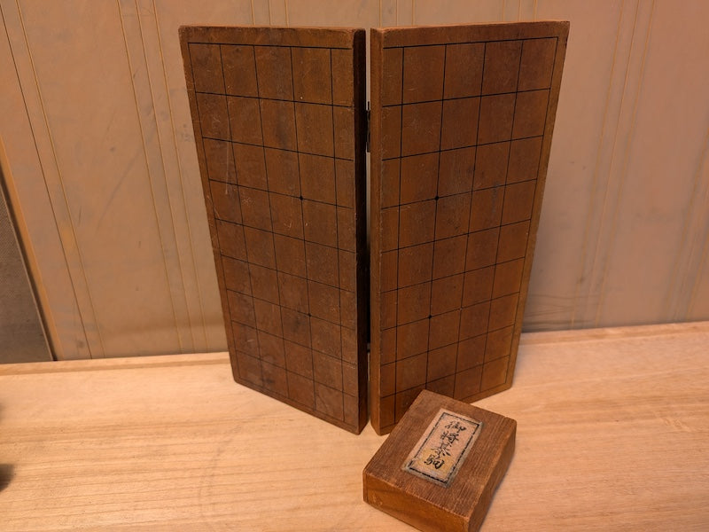 Japanese Antique Shogi Set (将棋) – Hand-Carved Koma (駒) – With Signed Wooden Box – Old Kanji Characters