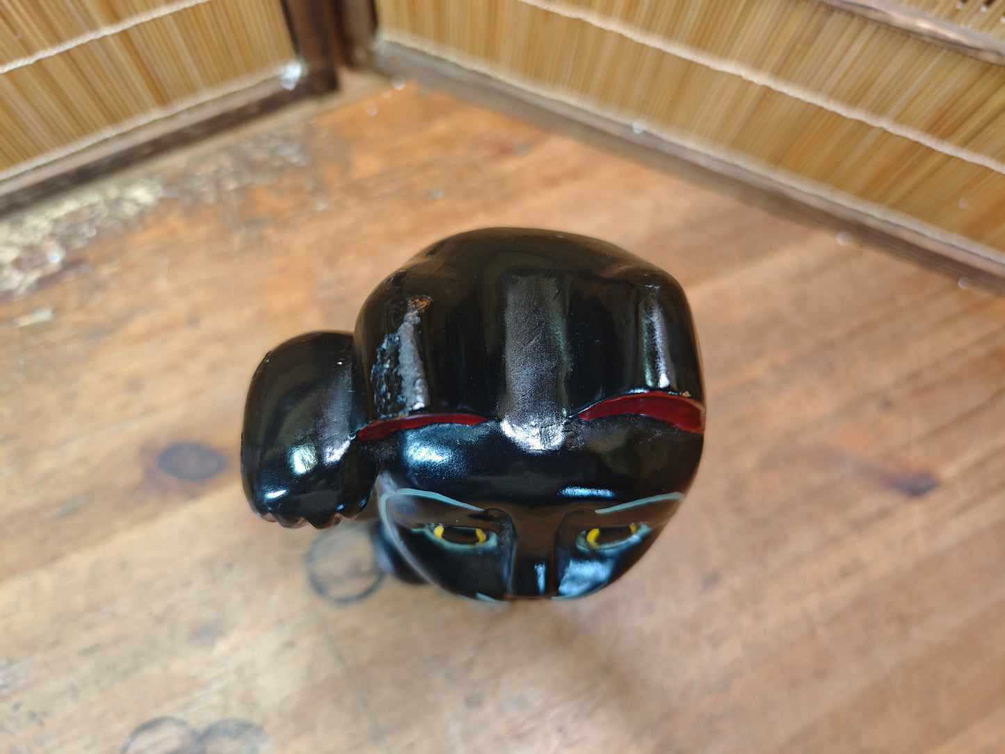 Rare Japanese Early Showa Wooden Maneki Neko Lucky Cat Folk Art Statue