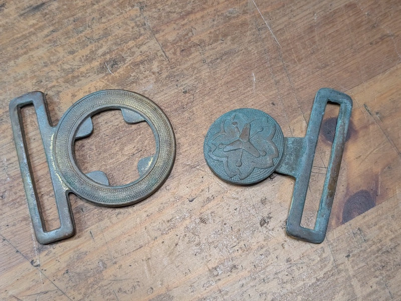Meiji Japanese Fireman Belt Buckle Bronze Copper Uniform Artifact 1910s