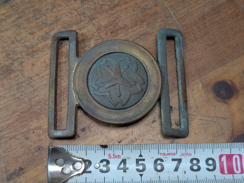 Meiji Japanese Fireman Belt Buckle Bronze Copper Uniform Artifact 1910s