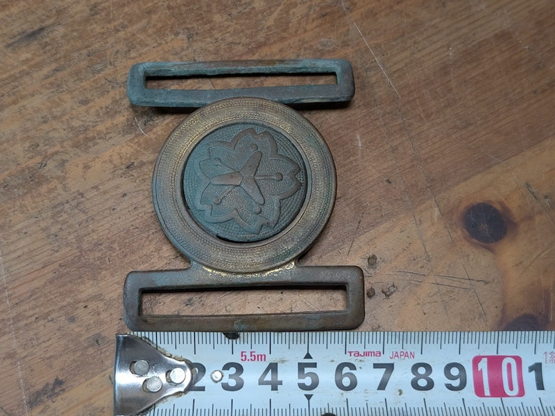 Meiji Japanese Fireman Belt Buckle Bronze Copper Uniform Artifact 1910s