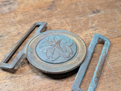 Meiji Japanese Fireman Belt Buckle Bronze Copper Uniform Artifact 1910s