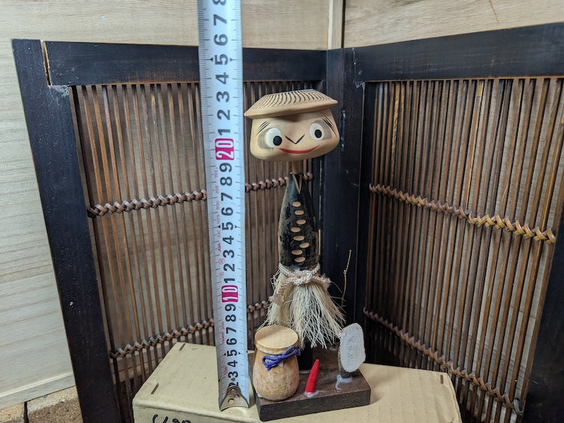 Rare Signed Japanese Kokeshi Kappa Doll Original Box Folk Art Collectible