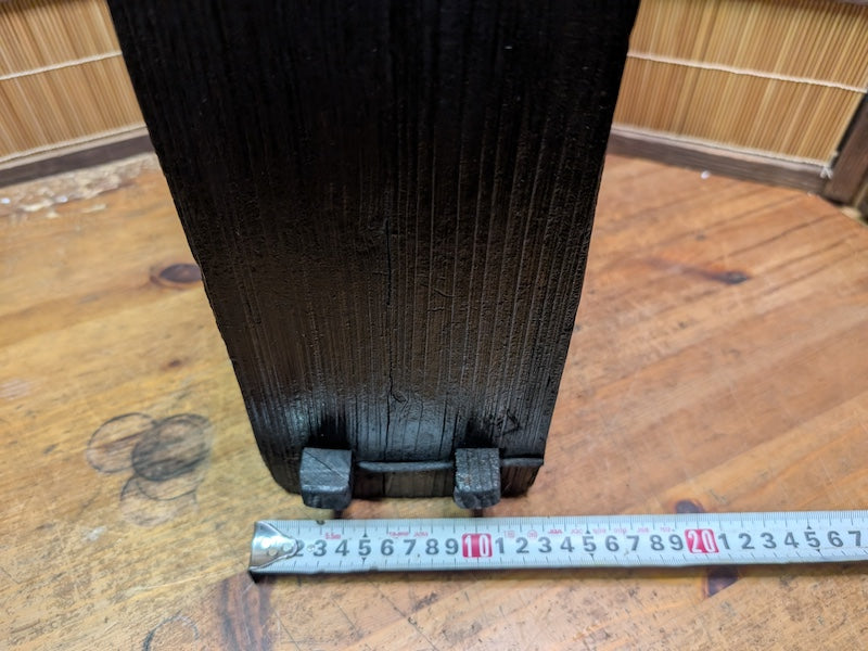 Antique Meiji Tetsubin Cast Iron Candle Lamp on Yakisugi Stand Japan