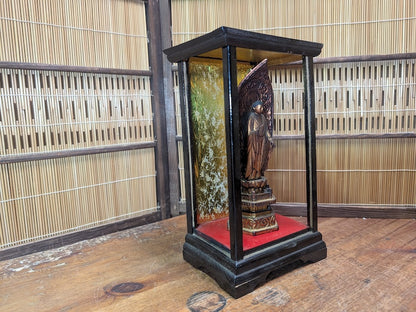 Japanese Antique Buddha Statue Wooden Shrine in Original Showcase Rare