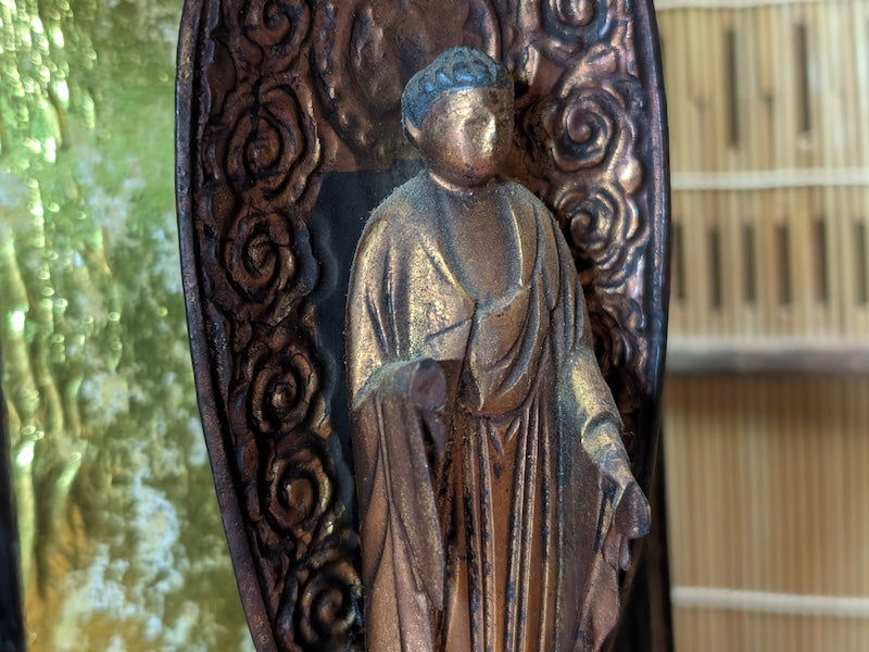 Japanese Antique Buddha Statue Wooden Shrine in Original Showcase Rare