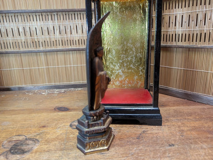 Japanese Antique Buddha Statue Wooden Shrine in Original Showcase Rare