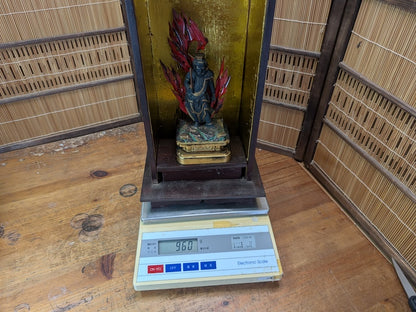Rare 1800s Fudō Myō-ō Wooden Statue Original Showcase Auction Japan