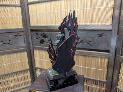 Rare 1800s Fudō Myō-ō Wooden Statue Original Showcase Auction Japan