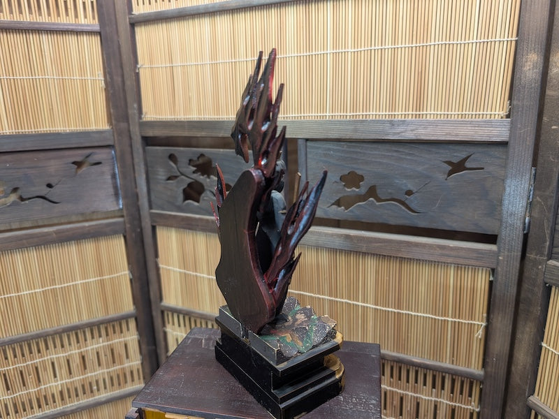Rare 1800s Fudō Myō-ō Wooden Statue Original Showcase Auction Japan