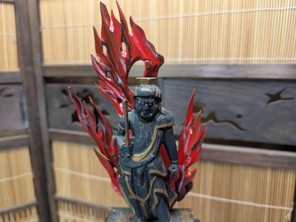 Rare 1800s Fudō Myō-ō Wooden Statue Original Showcase Auction Japan