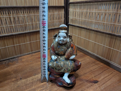 Rare Japanese Antique Ebisu Statue Kutani Ware God of Fishermen & Fortune