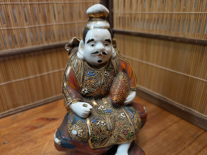 Rare Japanese Antique Ebisu Statue Kutani Ware God of Fishermen & Fortune