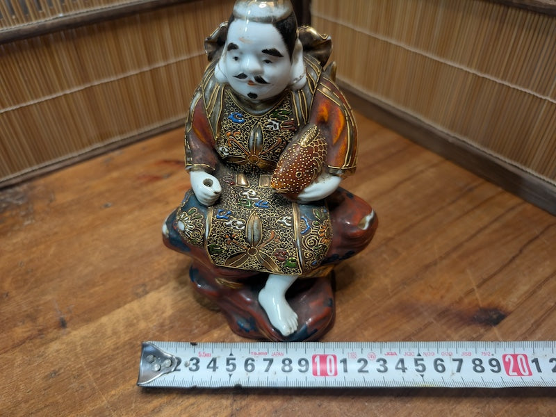 Rare Japanese Antique Ebisu Statue Kutani Ware God of Fishermen & Fortune