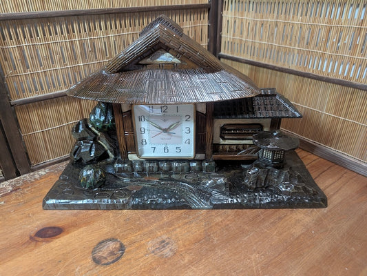 Vintage Japanese Wooden House Clock Hand Carved Tokyo Clocks Decor