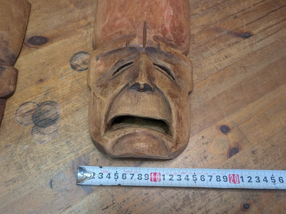 Japanese Comedy & Tragedy Masks Vintage Wood Theatre Wall Art