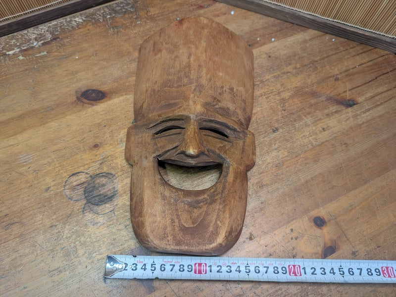 Japanese Comedy & Tragedy Masks Vintage Wood Theatre Wall Art