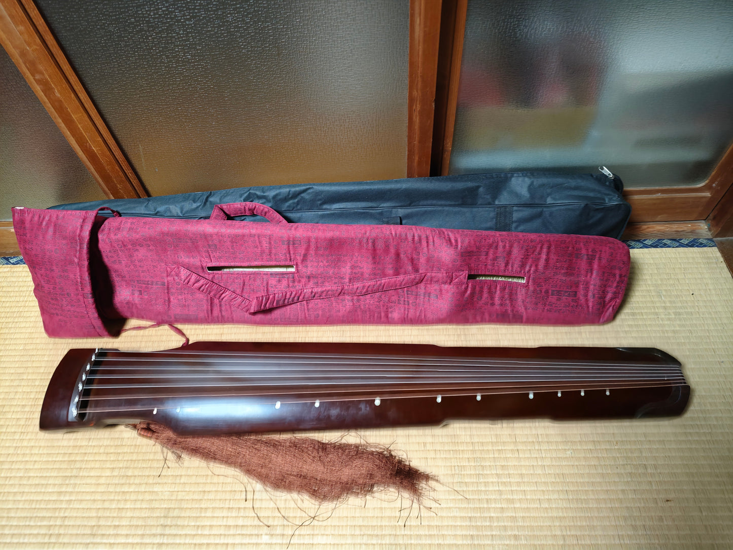 Vintage 7 String Guqin Chinese Zither Paulownia Wood w Cases Traditional