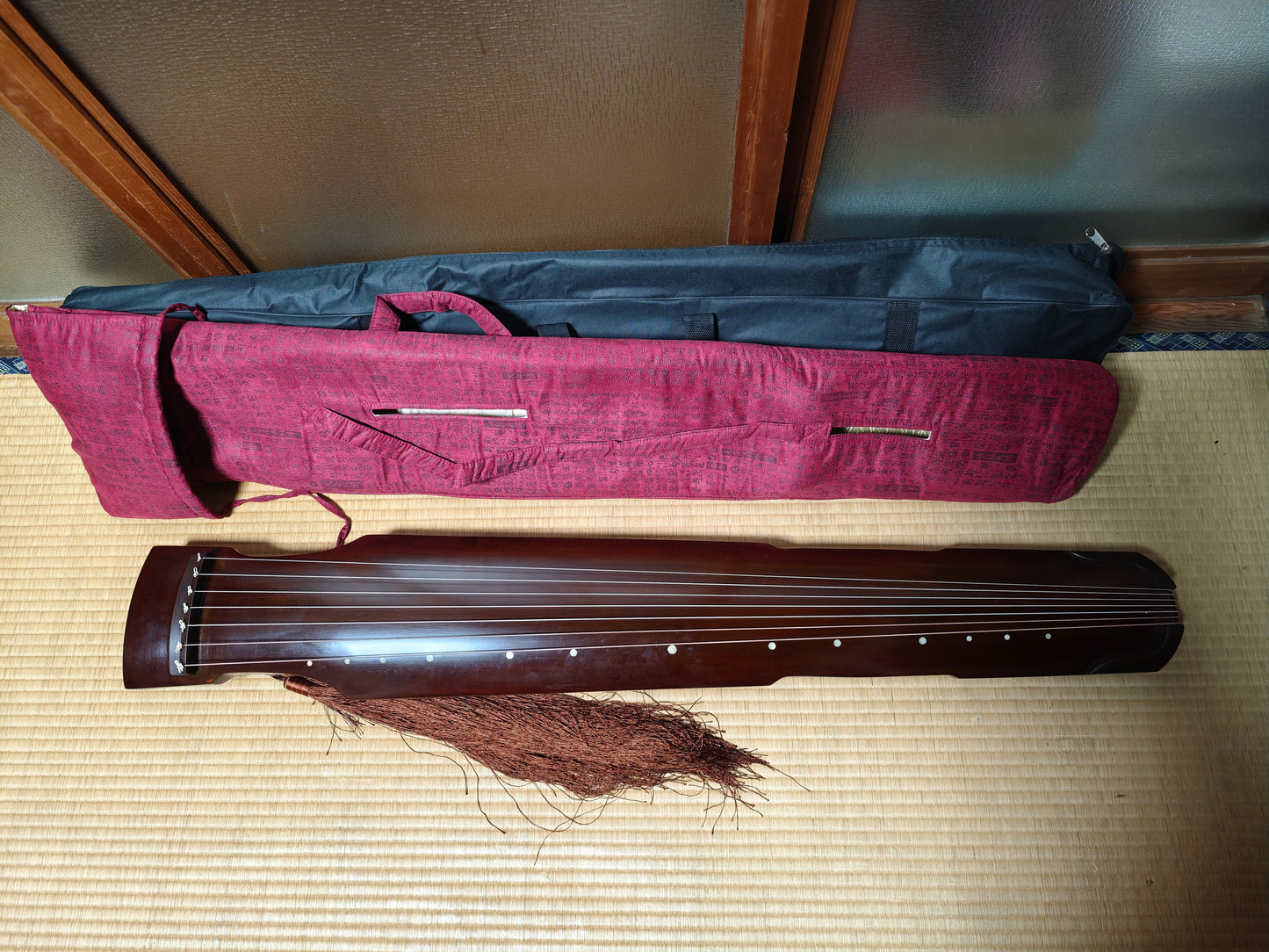 Vintage 7 String Guqin Chinese Zither Paulownia Wood w Cases Traditional