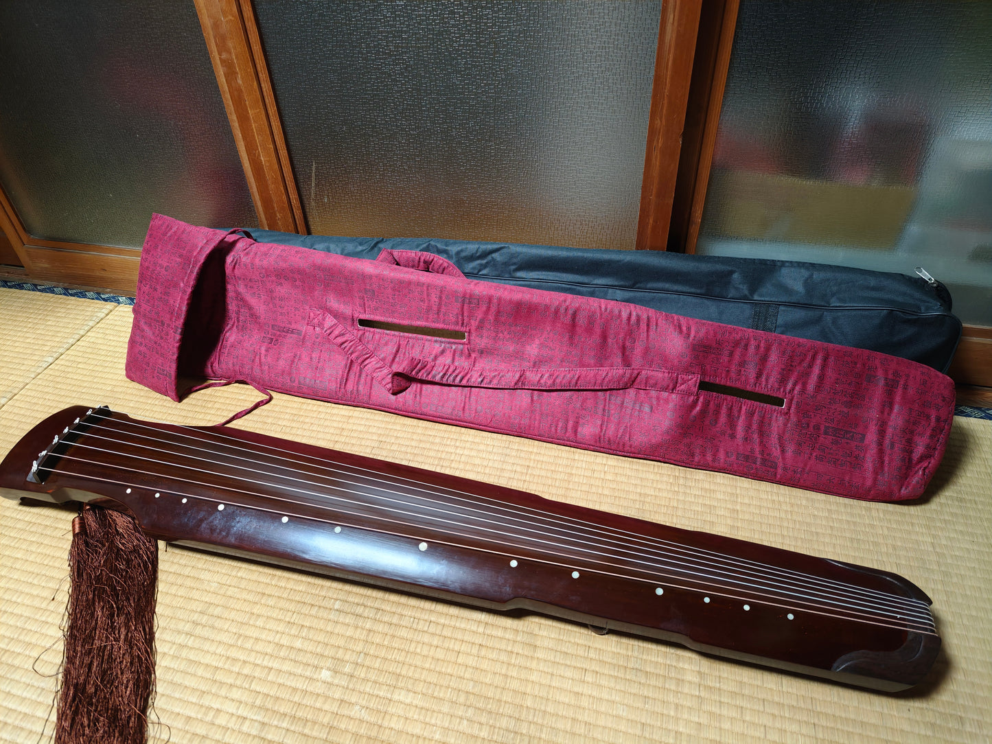 Vintage 7 String Guqin Chinese Zither Paulownia Wood w Cases Traditional