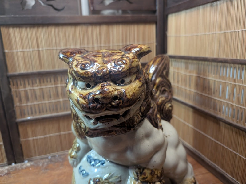 Giant Okinawa Shisa Guardian Statue Evil Eye Protector Japanese Entry Lion Dog