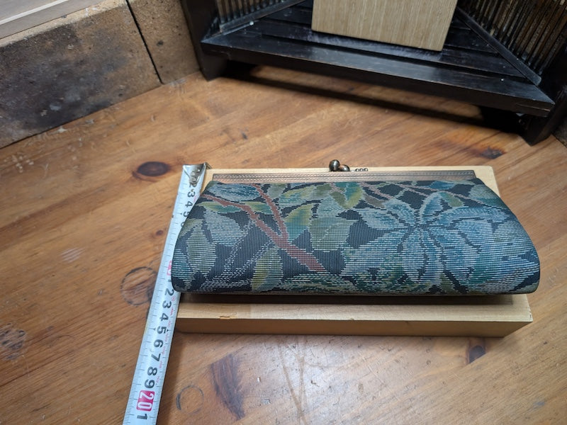 Vintage Oshima Tsumugi Silk Kimono Handbag Japan Clutch Signed Wood Box Exclusive