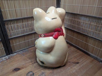 Vintage Japanese Maneki Neko Lucky Large Ceramic Fortune Cat