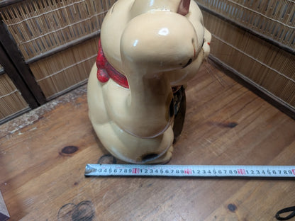 Vintage Japanese Maneki Neko Lucky Large Ceramic Fortune Cat