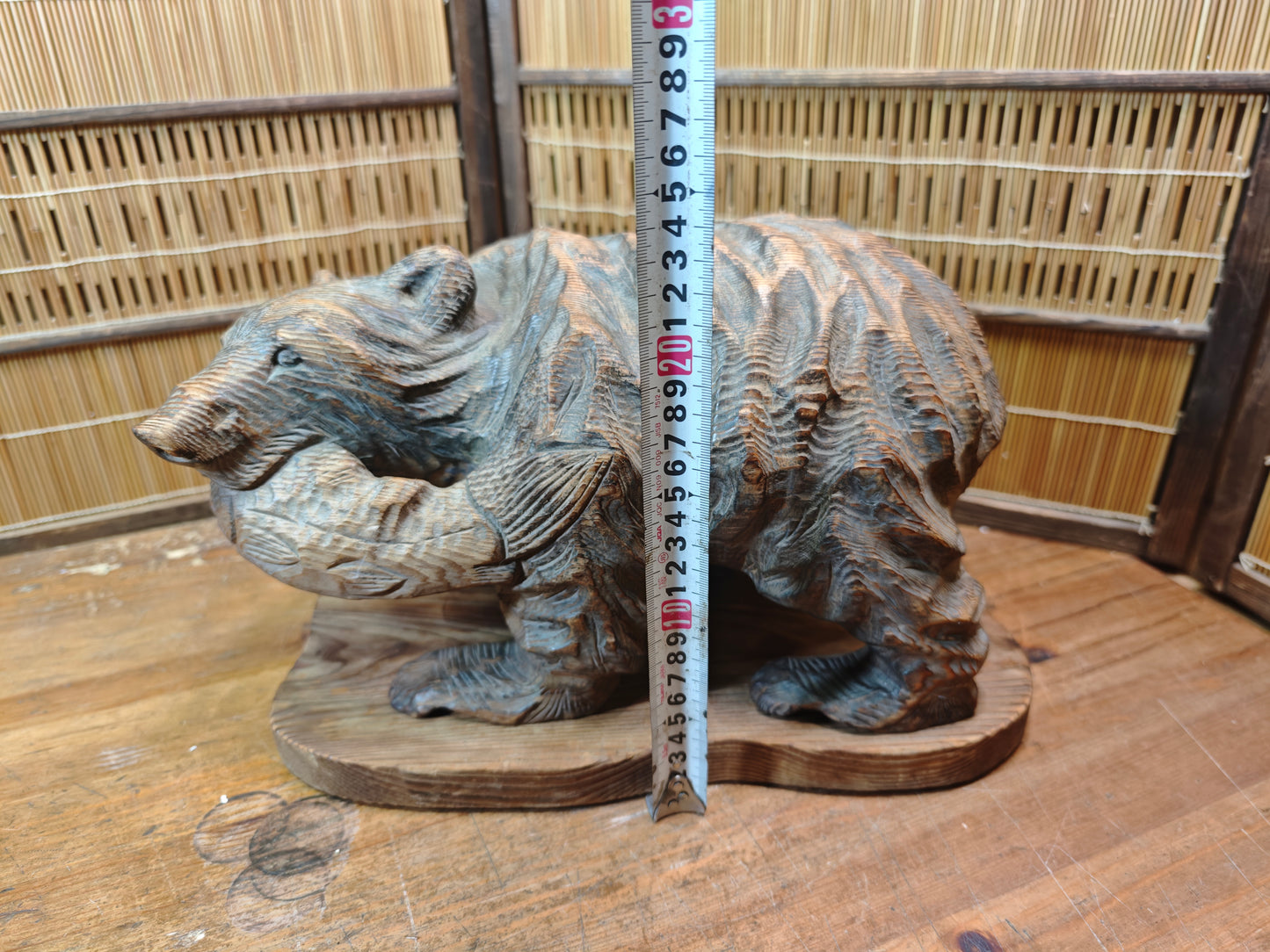 Japan Vintage 1970s Kibori Kuma Bear Hand Carved Hokkaido Ainu Wood Folk Art