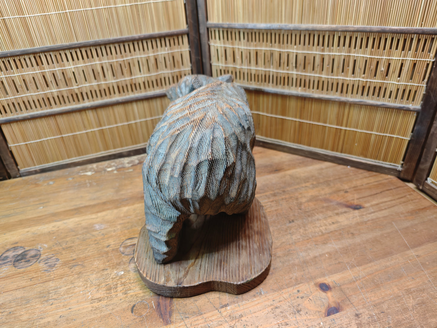 Japan Vintage 1970s Kibori Kuma Bear Hand Carved Hokkaido Ainu Wood Folk Art