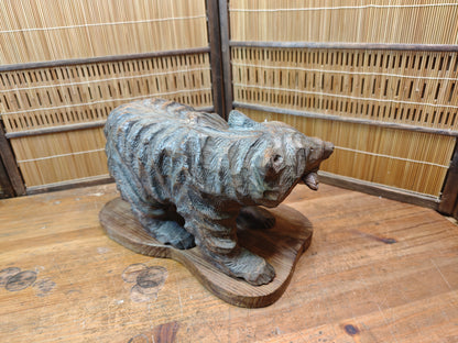 Japan Vintage 1970s Kibori Kuma Bear Hand Carved Hokkaido Ainu Wood Folk Art