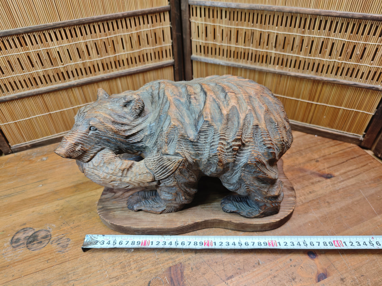 Japan Vintage 1970s Kibori Kuma Bear Hand Carved Hokkaido Ainu Wood Folk Art