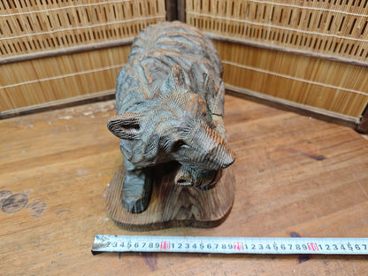 Japan Vintage 1970s Kibori Kuma Bear Hand Carved Hokkaido Ainu Wood Folk Art