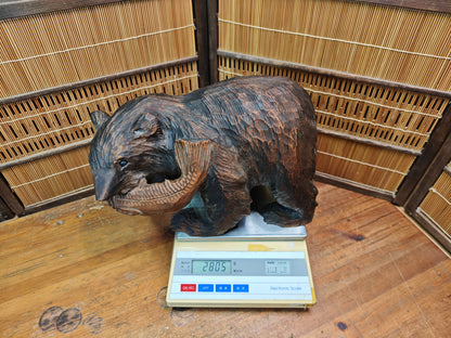 Japan Vintage Kibori Kuma Bear Hand Carved Hokkaido Ainu Wood Folk Art Japan