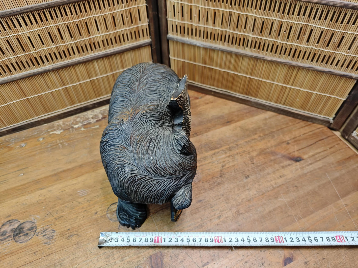 Japan Vintage Kibori Kuma Bear Hand Carved Hokkaido Ainu Wood Folk Art Japan