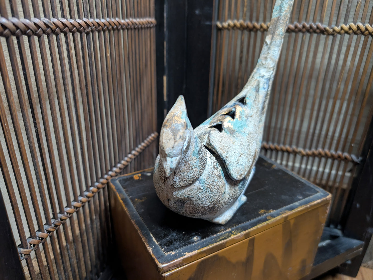 Japanese Vintage Kiji Bird Incense Burner Cast Iron Censer Auction JP