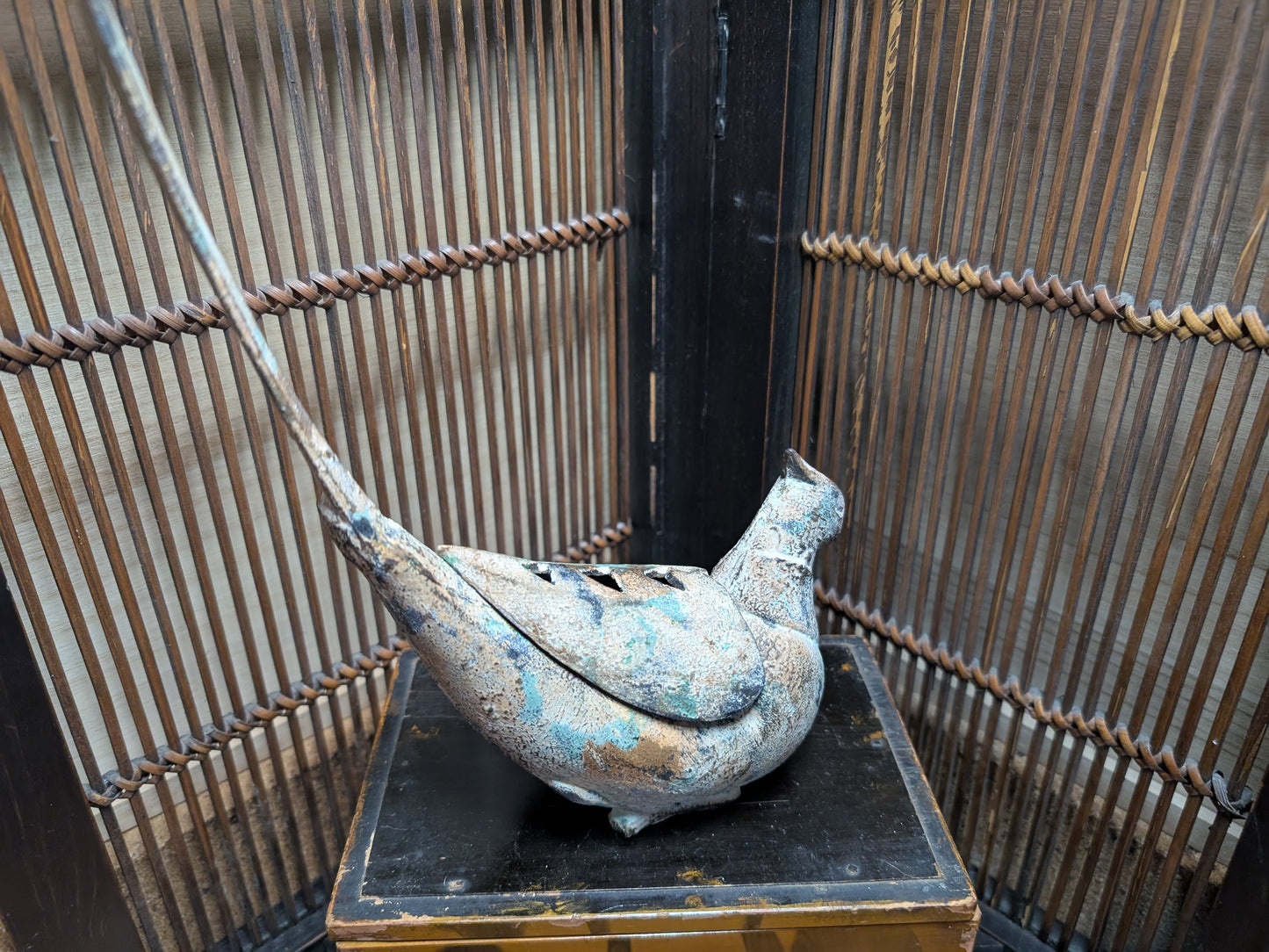 Japanese Vintage Kiji Bird Incense Burner Cast Iron Censer Auction JP