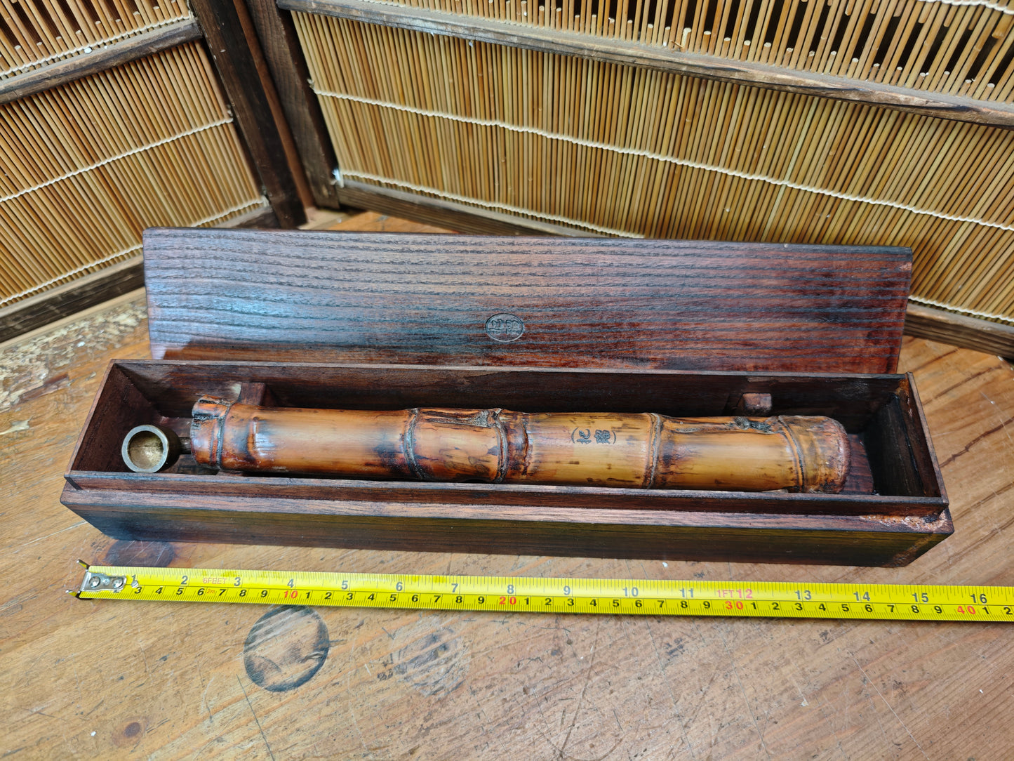 Japanese Kiseru Pipe w/ Box & Bamboo Case Antique Display Auction JP
