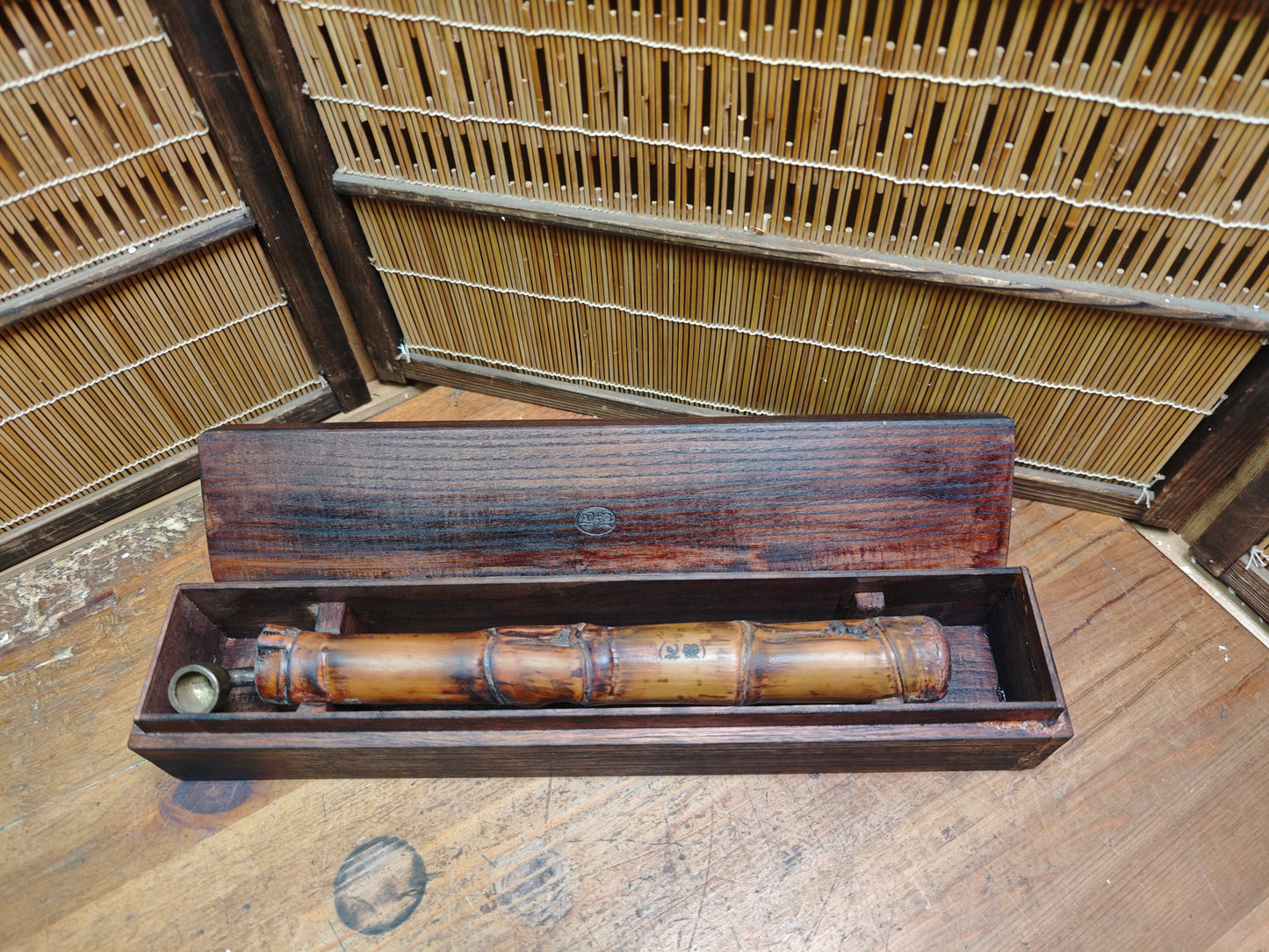 Japanese Kiseru Pipe w/ Box & Bamboo Case Antique Display Auction JP