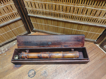 Japanese Kiseru Pipe w/ Box & Bamboo Case Antique Display Auction JP