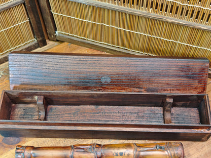 Japanese Kiseru Pipe w/ Box & Bamboo Case Antique Display Auction JP