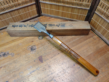 Japanese Miya Daiku Giant Hand Forged Chisel Signed Carpenter Tool Rare