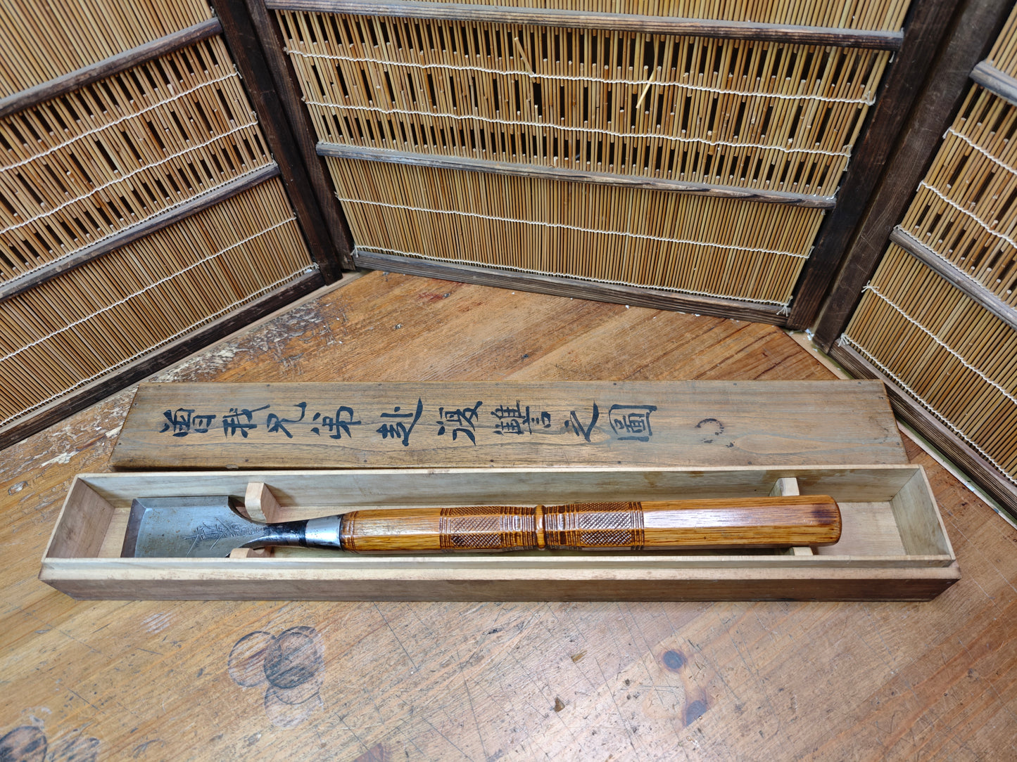 Japanese Miya Daiku Giant Hand Forged Chisel Signed Carpenter Tool Rare