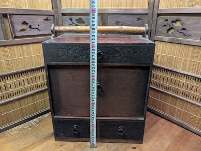 Japanese 1950s Sakura Wood Tea Chest Drawer Cabinet Storage Box