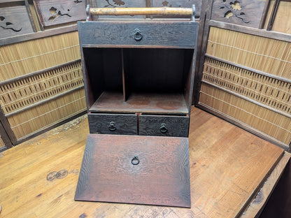 Japanese 1950s Sakura Wood Tea Chest Drawer Cabinet Storage Box
